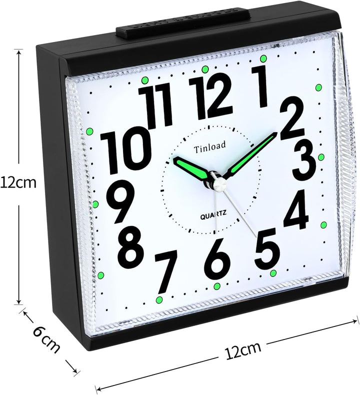 Tinload Analog Seniorenwecker mit Nachtlicht, 4.7 Zoll grosses Zifferblatt, Tischuhr mit Schlummerfu