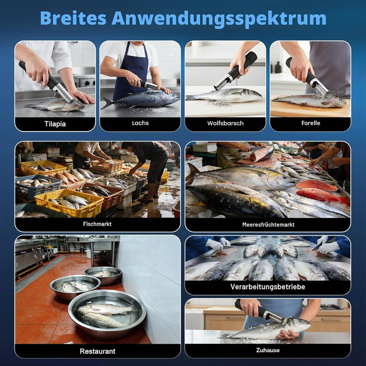 Elektrischer Fisch-Entschupper, Kabelloses wiederaufladbares, 2 Head und Handschuhen – Professionell
