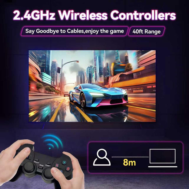 Retro-Spielkonsole 4K HDMI mit über 40.000 Spielen, 23 Emulatoren, Plug-and-Play, Dual-2,4-GHz-Funkc