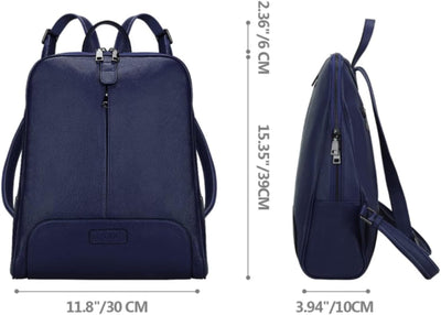 S-ZONE 14 inch Laptop Frauen Echtes Leder Rucksack Reisetasche Blau, Blau