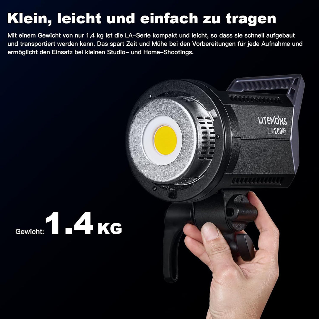 Godox LA200D 230W LED Tageslicht Videoleuchte,5600K CRI 96+ TLCI 97+,101000lux@1m Studiolicht Fotogr