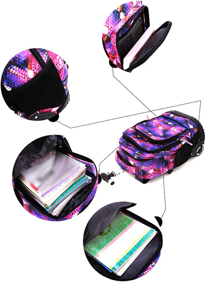 FGASAD Trolley Wheel Pack Back, Roller Backpack Children's School Bag Luggage Wheels Laptop Backpack