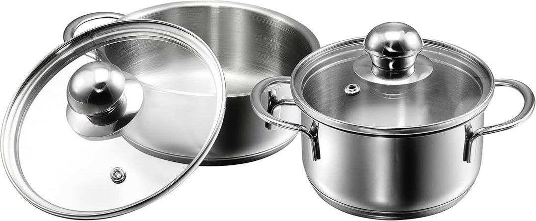 Kopf Mini Topfset Parvus (Edelstahl, 2-teilig, 12 + 14 cm, inkl. Glasdeckel, Induktion)