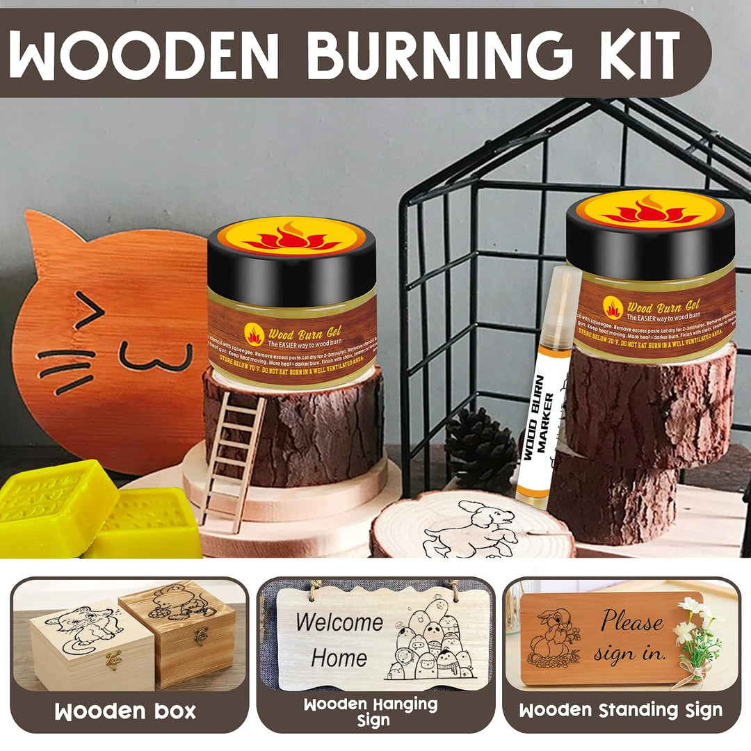 Holzpastenstift-Set, 113,4 g, Holzbrenngel, doppelseitiges Marker-Set, für Holzverbrennung in wenige