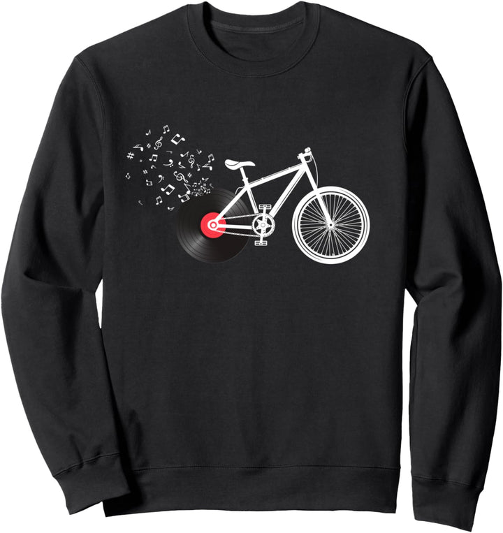 Fahrrad-Schallplatte für Radfahrer & Musiker Vinyl Musikfahrer Sweatshirt
