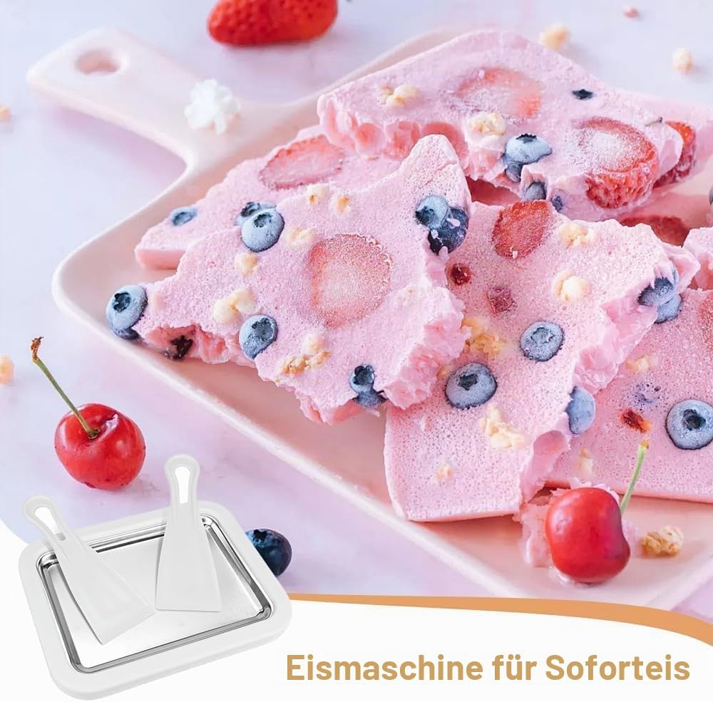 Eisplatte Zum Eis Machen, Roller Maker Pan mit 2 Spateln, Rolled Ice Cream Maker Eis Selber Machen D