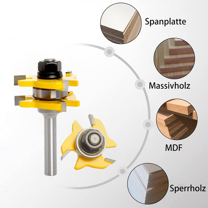 Sinoprotools 2 Teilig Nut- und Federfräser Set, Oberfräser Set 8mm Schaft für Elektro Oberfräsen,Nut