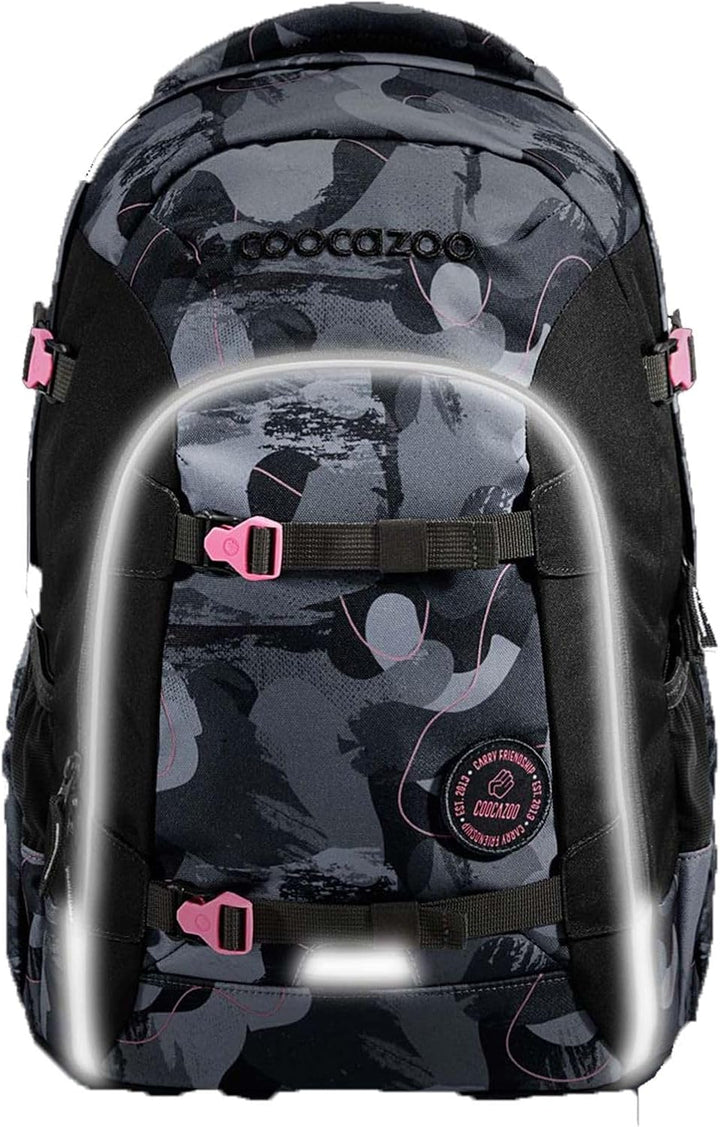 coocazoo Schulrucksack Joker „Bubble Brush“, grau-rosa, ergonomischer & anpassbarer Tornister, höhen