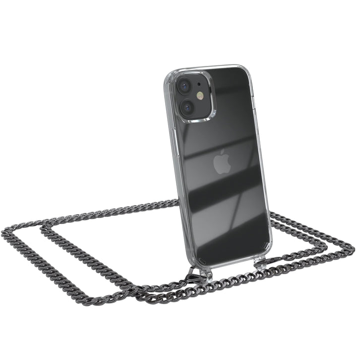 EAZY CASE Handykette kompatibel mit iPhone 12 Mini Handyhülle mit Metall Umhängeband und Ersatz Kord