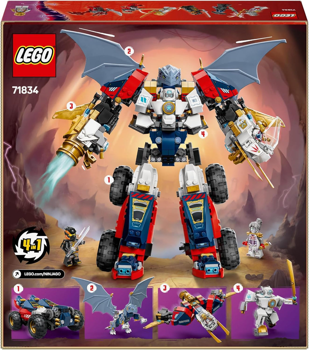 LEGO NINJAGO 4in1 Zanes Ultra-Kombi-Mech - Spielzeug mit Auto Modell - Umbaubar in einen Jet oder Dr