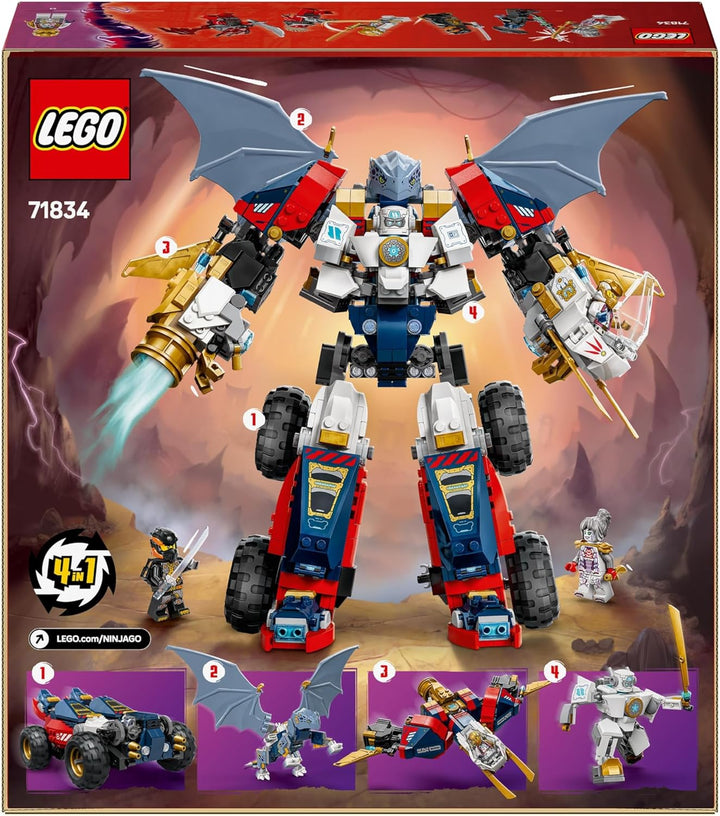 LEGO NINJAGO 4in1 Zanes Ultra-Kombi-Mech - Spielzeug mit Auto Modell - Umbaubar in einen Jet oder Dr