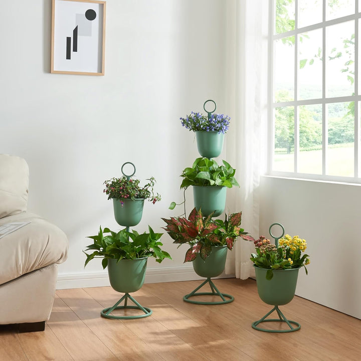 [en.casa] Blumenständer Alphen Blumentopfständer mit 3 Pflanztöpfen Blumentopfregal Pflanzenständer