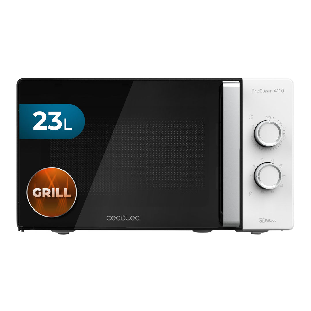 Cecotec Mikrowelle mit Grill ProClean 4110. 700W Leistung, Grill mit 800 W, Fassungsvermögen 23 l, R