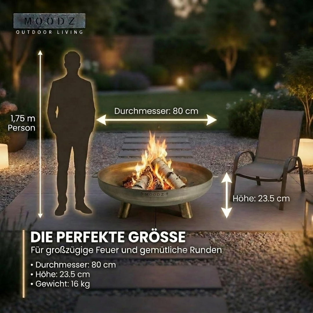 Feuerschale 80 cm Edelstahl - Feuerschalen für den Garten - Feuerstelle Outdoor & Feuertonne - Feuer