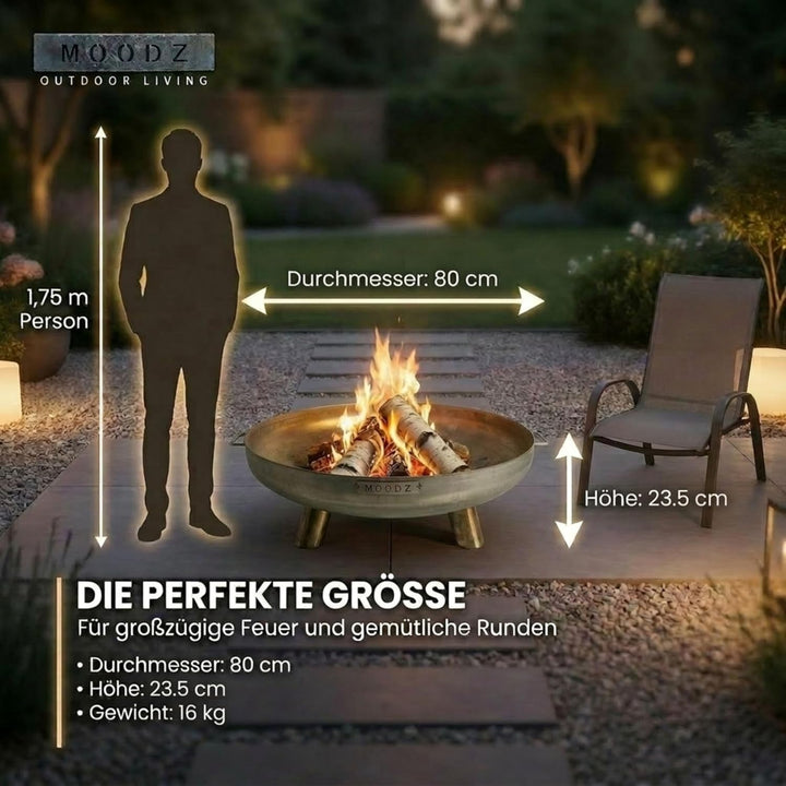 Feuerschale 80 cm Edelstahl - Feuerschalen für den Garten - Feuerstelle Outdoor & Feuertonne - Feuer