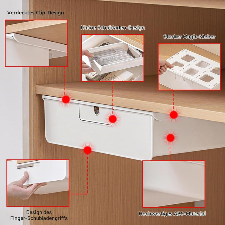 Schublade Unterbau, Schreibtischschublade Unter Schreibtisch, Unterbauschublade Selbstklebende, mit