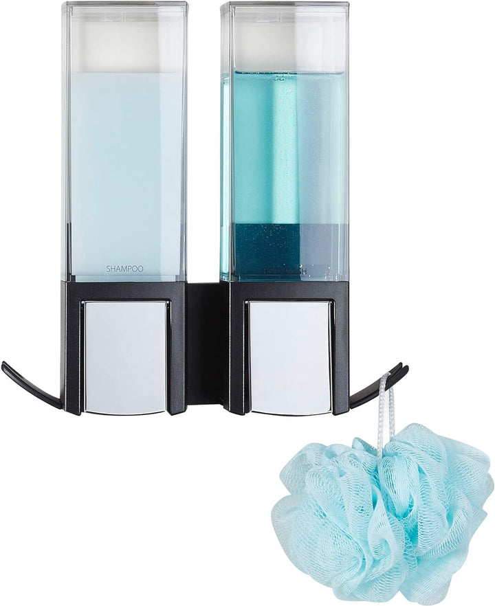Better Living Products 77284 Clever Seifenspender und Dusche, Doppelspender, Schwarz/Chrom Schwarz /