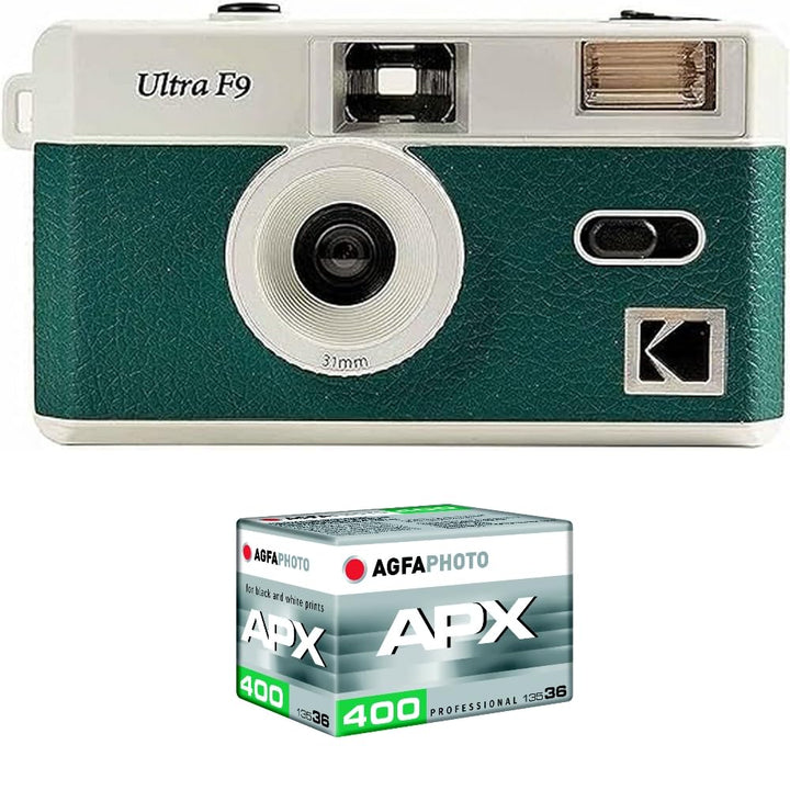 KODAK Pack F9 Silber + 100 ASA Filmstreifen – Kamera, wiederaufladbar, 35 mm, grün, Weitwinkelobjekt