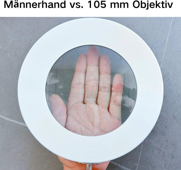 Beyamz LED Lupenleuchte, Arbeitsplatzlampe, 5 Dioptrien Lupe mit Licht - mit Klemme, Schwenkarm, Dim