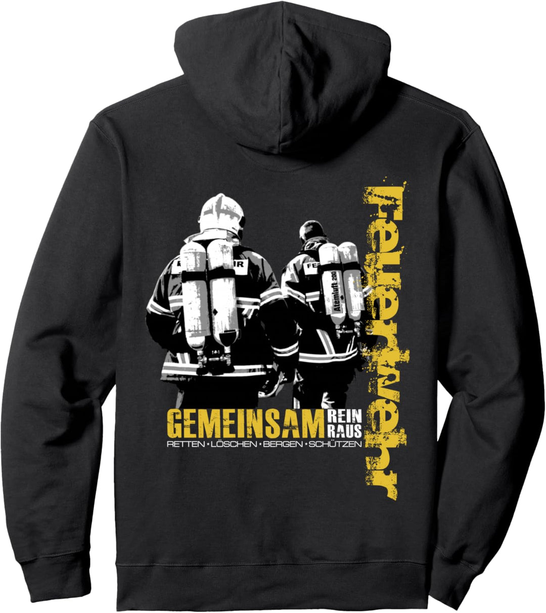 Feuerwehr Notruf 112 Rettungsdienst Firefighter Designmotiv Pullover Hoodie