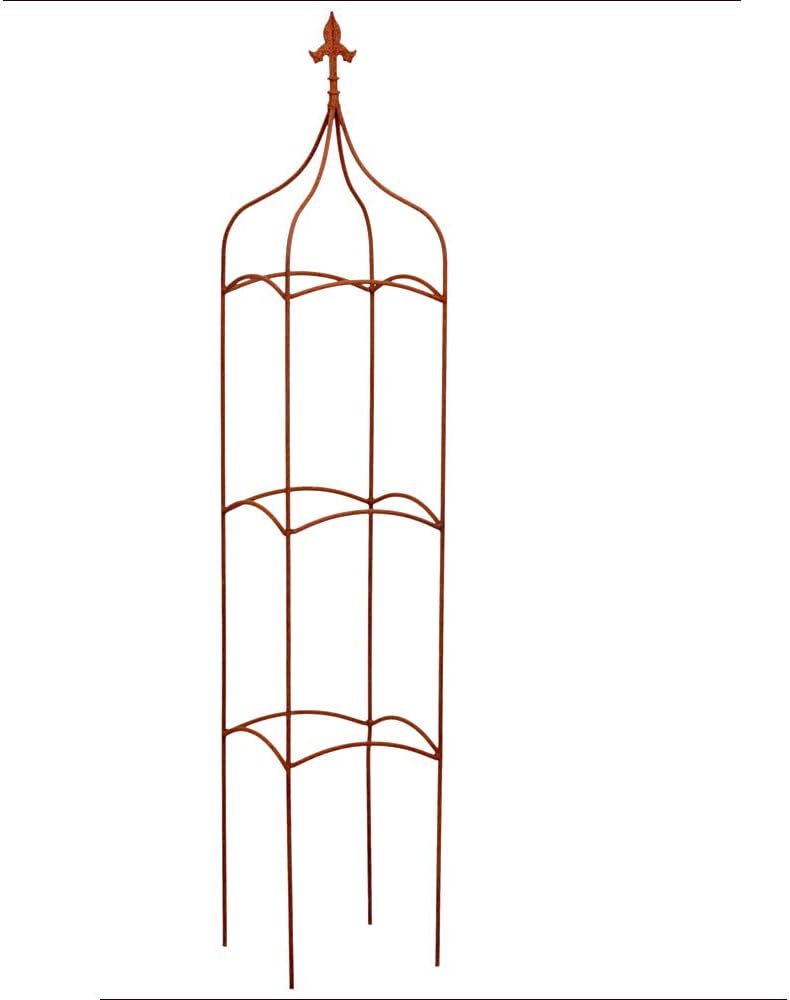 Gerry Rankgitter Rankhilfe Obelisk quadratisch m. Lilie Rankgerüst Metall Eisen Rost Deko (146cm hoc