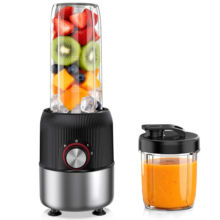 Ombrex Standmixer 500W & Smoothie Maker, Kompakter Blender für die Küche, 2 Mixbecher 750ml & 200ml,