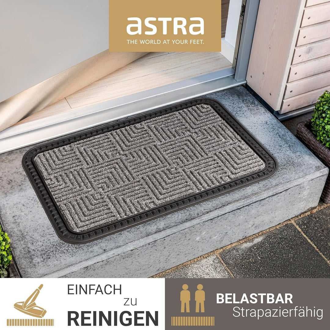 Astra Fussmatte Aussen & Innen - 2er Set 50x80 cm Silber Muster - Sauberlauf Türmatte rutschfest - S