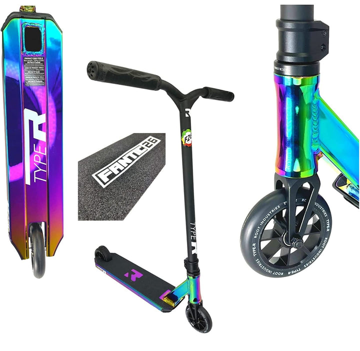 Root Industries R-Type Stunt-Scooter H= 82,5mm Park-/Trick-/Tretroller + Fantic26 Sticker Rainbow Ne