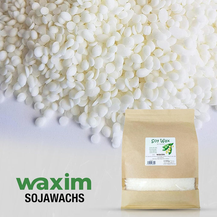Sojawachs 2.500 g in perlen. Für ökologisch Kerzen und Naturkosmetik. Kerzenwachs, veganes wachs, wa