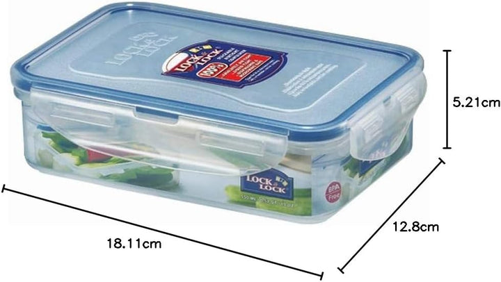 Lock & Lock Frischhaltedose, Vorratsbox, 550 ml, rechteckig, transparent, 6 Stück, 181 x 128 x 52 mm