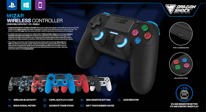 DragonShock - Mizar kabelloser Bluetooth-Controller für PS4, PC und Mobile