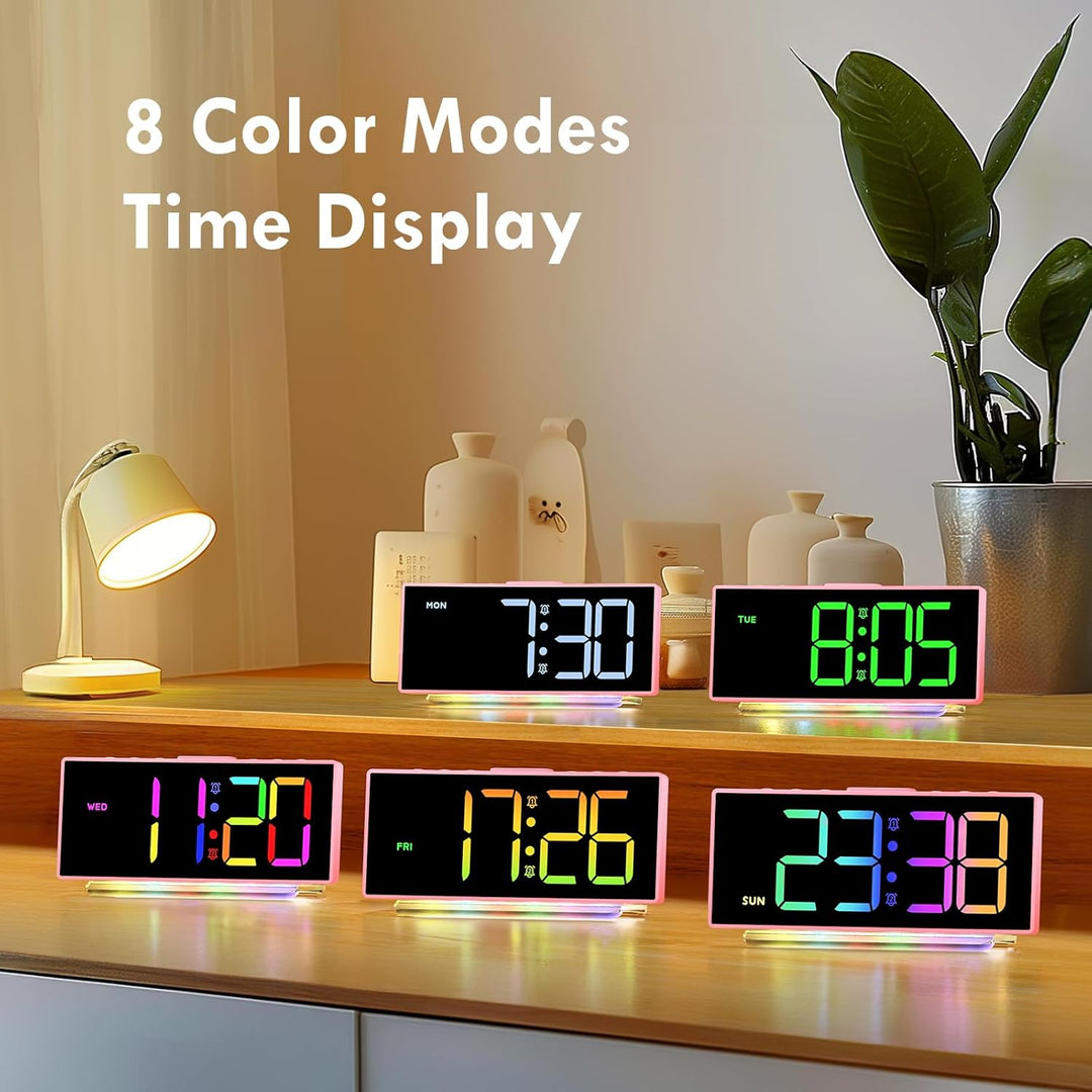 Wecker, Wecker Digital LED mit 7 Farben RGB Nachtlicht, Netzbetrieben Digitalwecker mit 8 Farben Dig