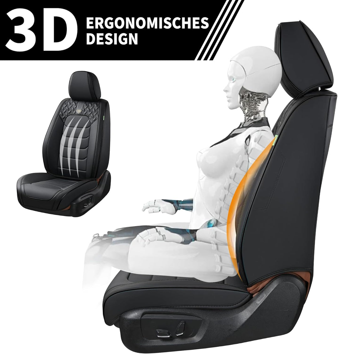FLORICH Autositzbezüge Komplettset 5 Stück Vorder und Rücksitzbezüge PU-Leder Universel Auto Wasserd