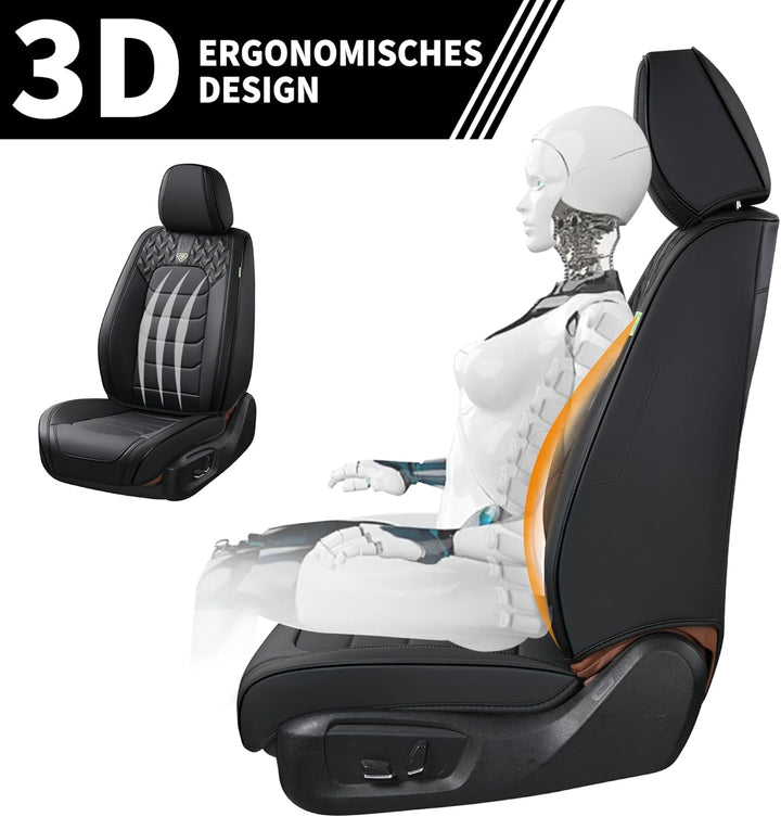 FLORICH Autositzbezüge Komplettset 5 Stück Vorder und Rücksitzbezüge PU-Leder Universel Auto Wasserd