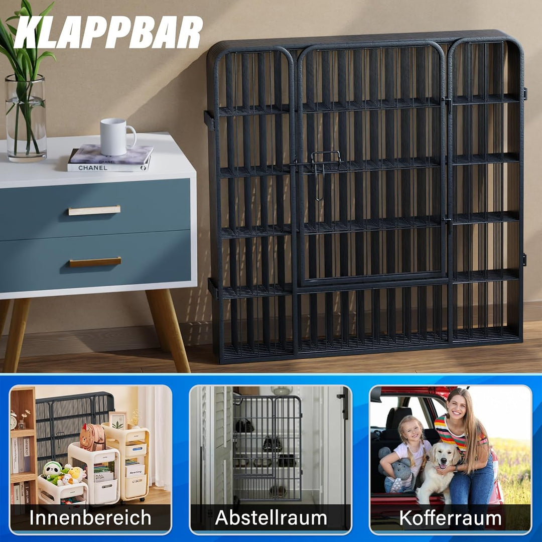 QianRuiDa Welpenauslauf 80 cm hoch 8-teilig Freilaufgehege für Hunde Hundezaun Hundelaufstall Freige