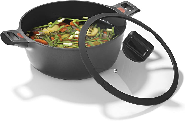 N8WERK Aluguss-Kochtopf mit Hitze Indikator ⌀28 cm, 6,0 Liter | Farbwechsel-Temperaturanzeige, Decke