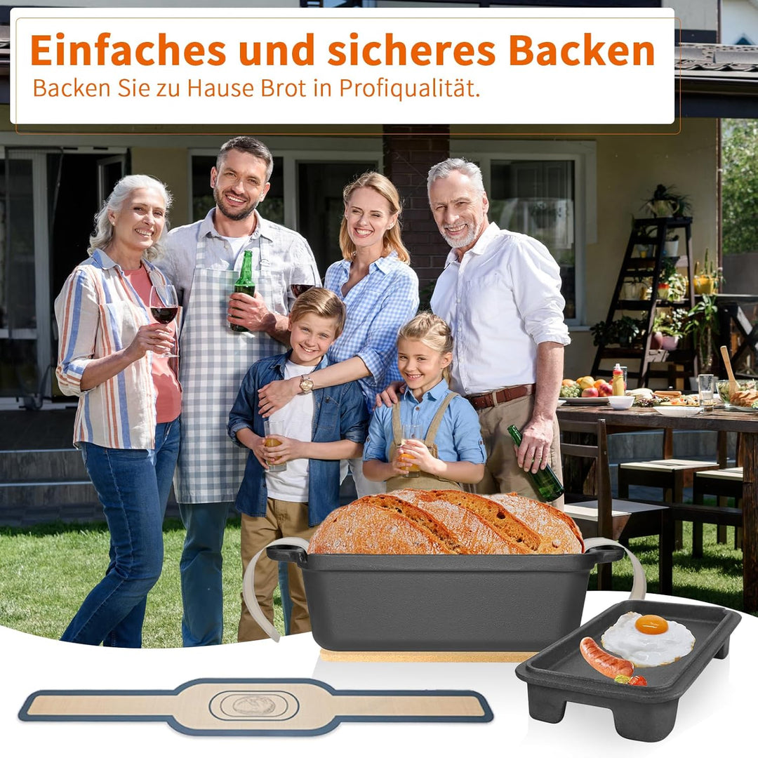 Illidan Gusseisen Brotbackform mit Deckel, 2-in-1 Broodbakvormen Voor Brood,Rechteckig Sauerteig Bro