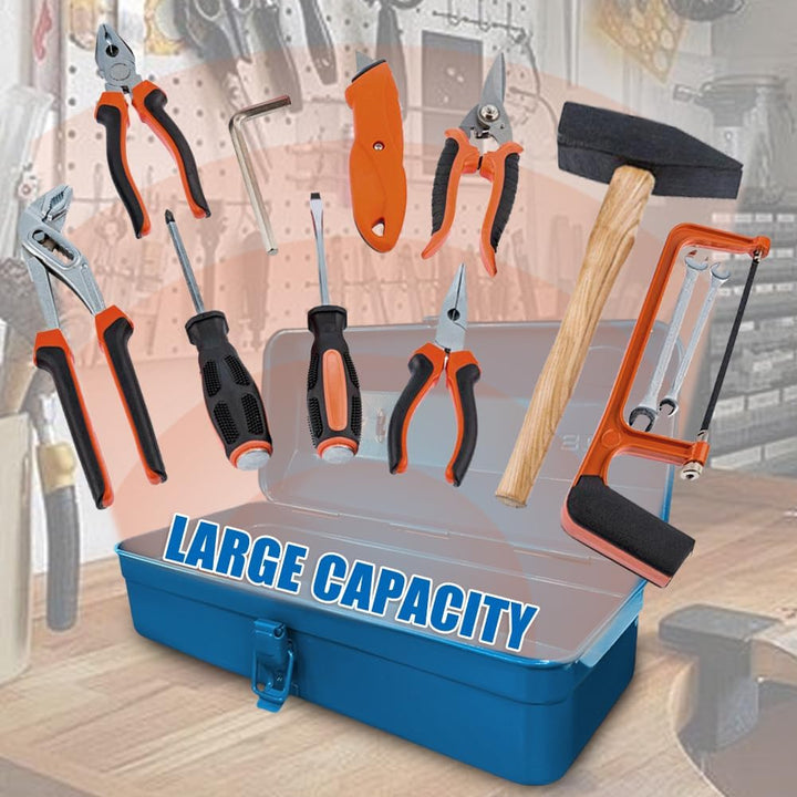 Mehrzweck-Werkzeugkiste mit Schlossschnalle leer Gross Werkzeugbox 37×16×12cm Robust Langlebig Metal