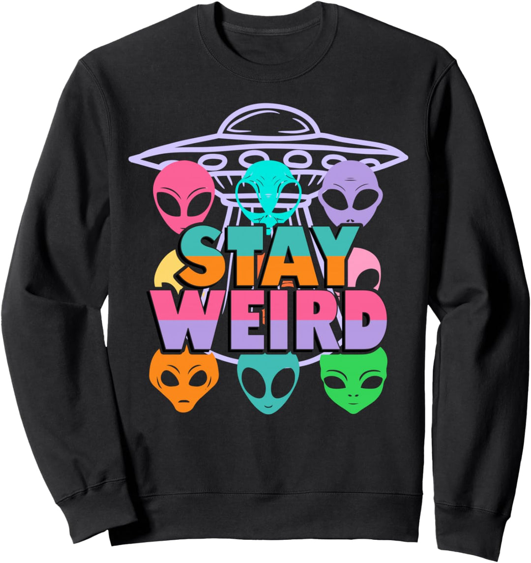 Stay Weird Alien Retro Y2K 90s UFO Aesthetic Pastel Cute Sweatshirt