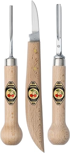 "KIRSCHEN" Werkzeuge 3450000 | Linolschnittsatz, 3-teilig: Gaissfuss + Gründel + Messer, 3-Teilig