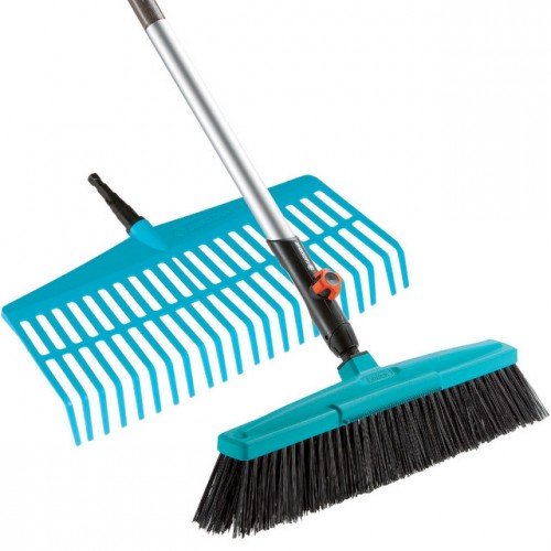 GARDENA Komplettangebot Combisystem Strassenbesen + Rechenbesen inklusiv Holzstiel 130 cm