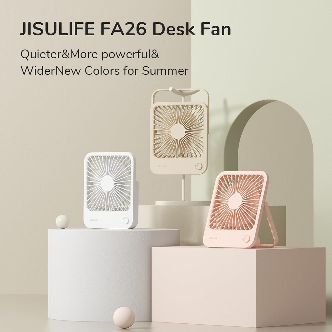 JISULIFE Tischventilator Leise, Mini Ventilator Akku Aufladbar, 180° Faltbarer Tragbarer Ventilator