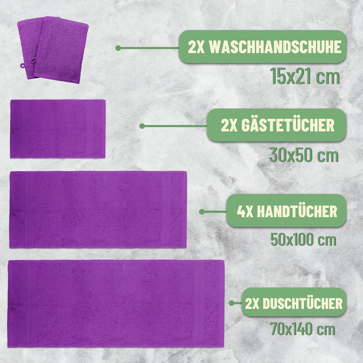 GREEN MARK Textilien 10 TLG. FROTTIER Handtuch-Set mit verschiedenen Grössen 4X Handtücher, 2X Dusch