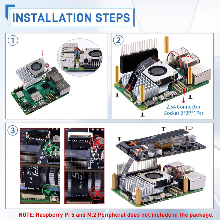 GeeekPi P33 M.2 NVME M-Key PoE+ Hat für Raspberry Pi 5, mit offiziellem Raspberry Pi 5 Active Cooler
