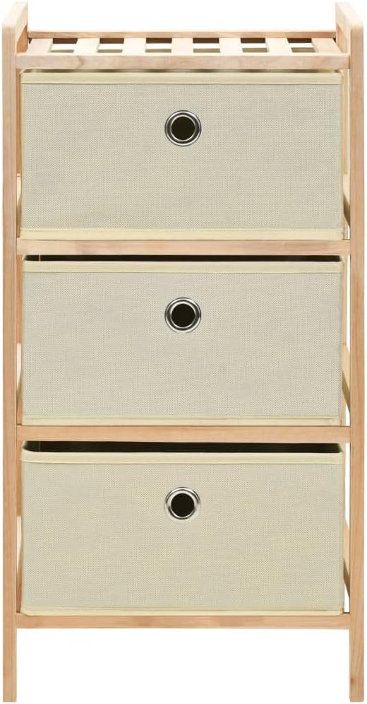 vidaXL Korbregal mit 3 Stoff-Körben Zedernholz Korbkommode Schubladenregal 3x/1x, 3x/1x
