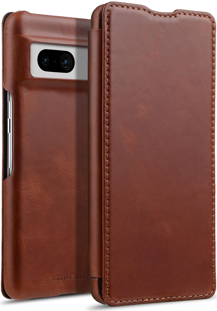 STILGUT Book Case kompatibel mit Google Pixel 7 Hülle aus Leder, Lederhülle, Klapphülle, Handyhülle