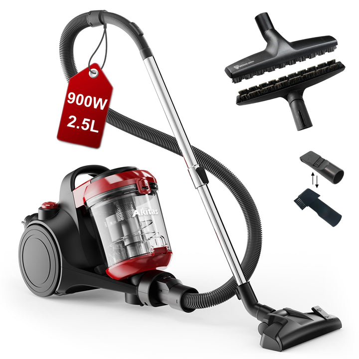 Akitas C10P 900W Beutelloser Staubsauger ohne Beutel – Mit Deutscher Wessel Werk D320 Hartbodenbürst