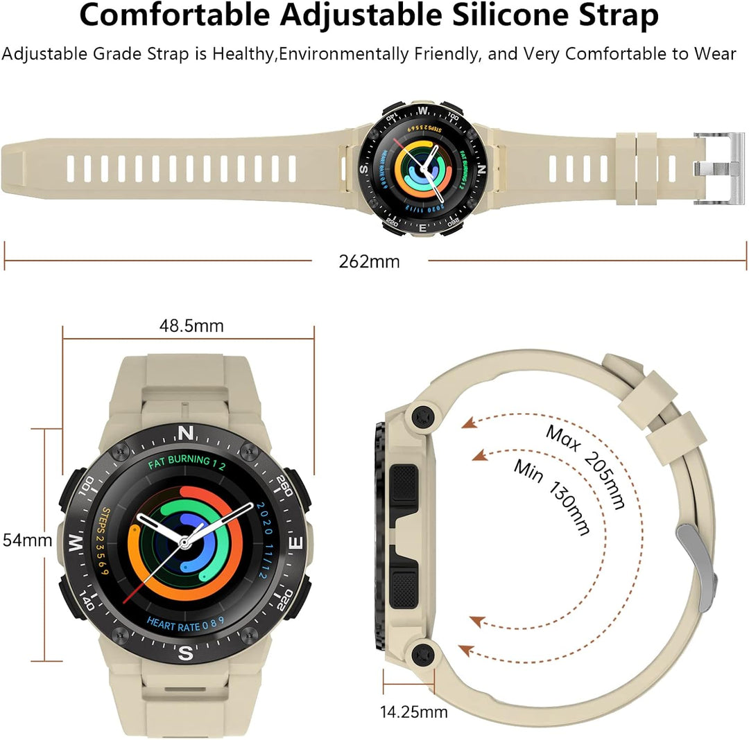 Bebinca Smartwatch Herren Sport 1.3" Freisprechanrufe tätigen und empfangen Bluetooth Mikrofon, Musi