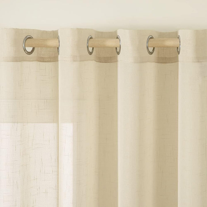 MIULEE 2er Set Voile Vorhang Sheer Leinenvorhang mit Ösen Transparent Leinen Optik Gardine Ösenschal