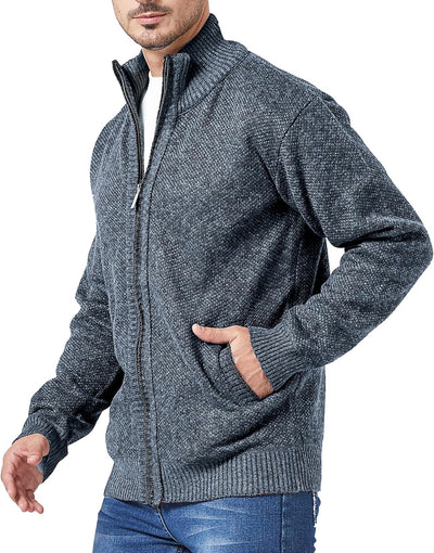 GLESTORE Pullover & Strickjacken Für Herren Cardigan Strickjacke Mit Reissverschluss Stehkragen Wint